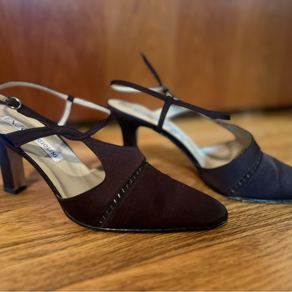 Enzo Angioline  Vitale Brown Satin Heels